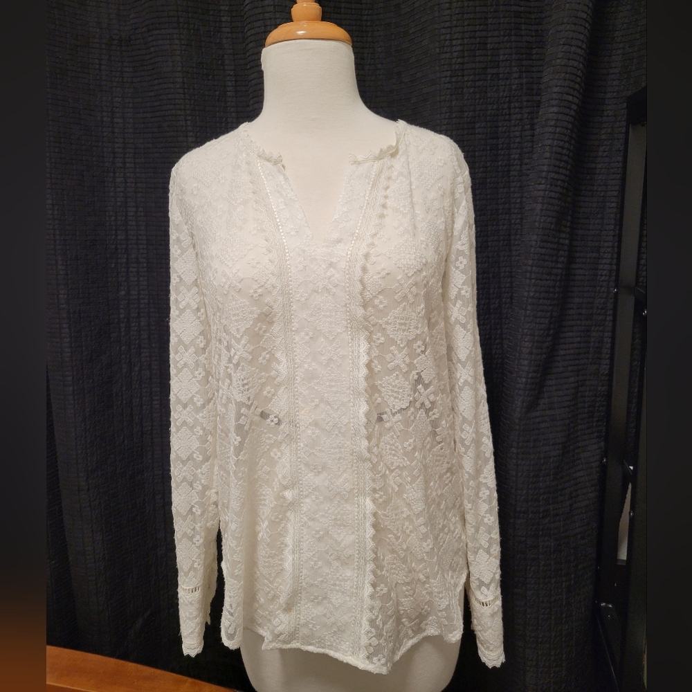 NYDJ Long Sleeve Tunic Top Blouse Size Small